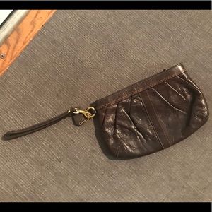 Coach brown leather wristlet